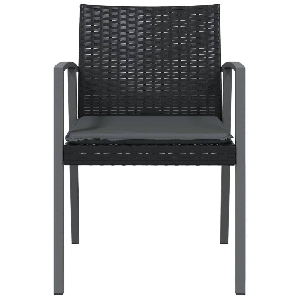Chaises de jardin résine tressée noire avec coussins 56,5 x 57 x 83 cm - PANGIVO - Image 4