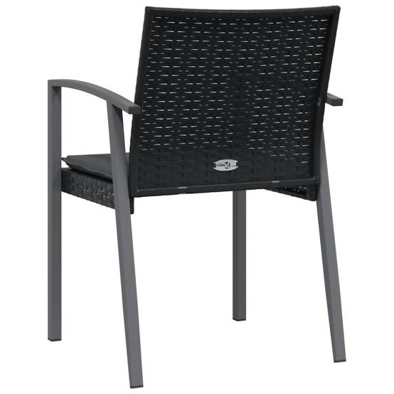 Chaises de jardin résine tressée noire avec coussins 56,5 x 57 x 83 cm - PANGIVO - Image 6