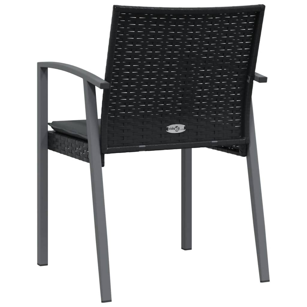 Chaises de jardin résine tressée noire avec coussins 56,5 x 57 x 83 cm - PANGIVO - Image 6