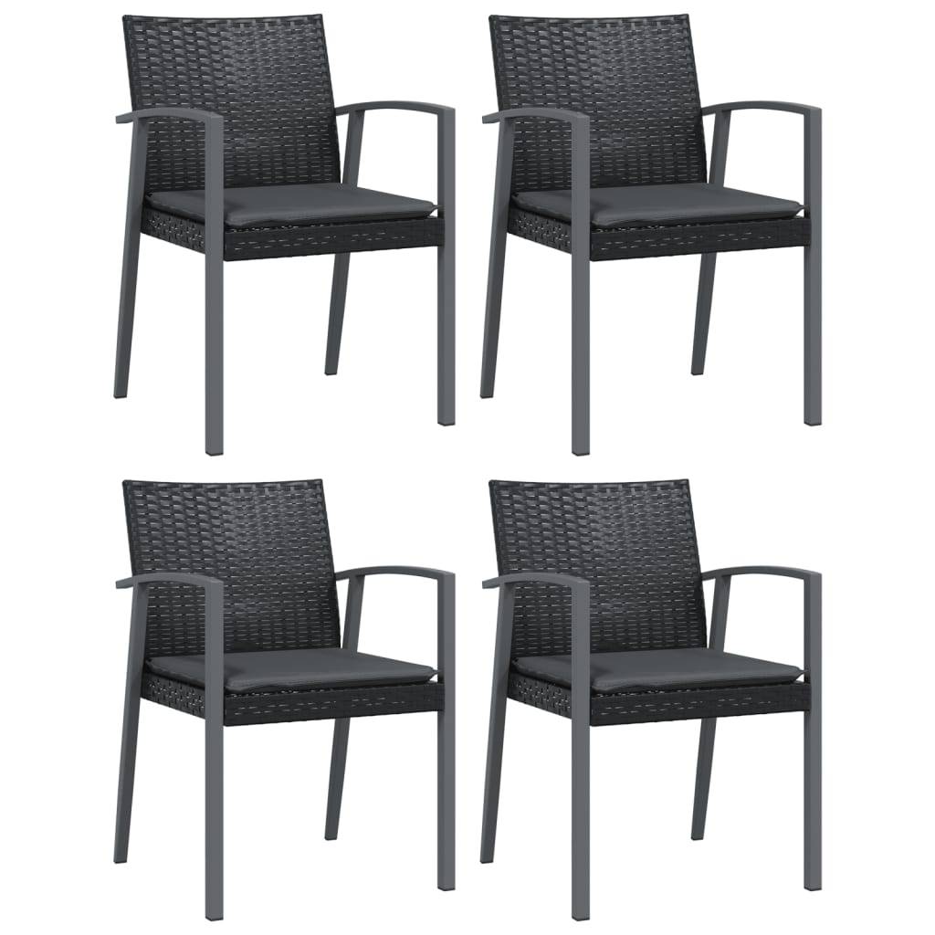 Chaises de jardin résine tressée noire avec coussins 56,5 x 57 x 83 cm - PANGIVO - Image 2