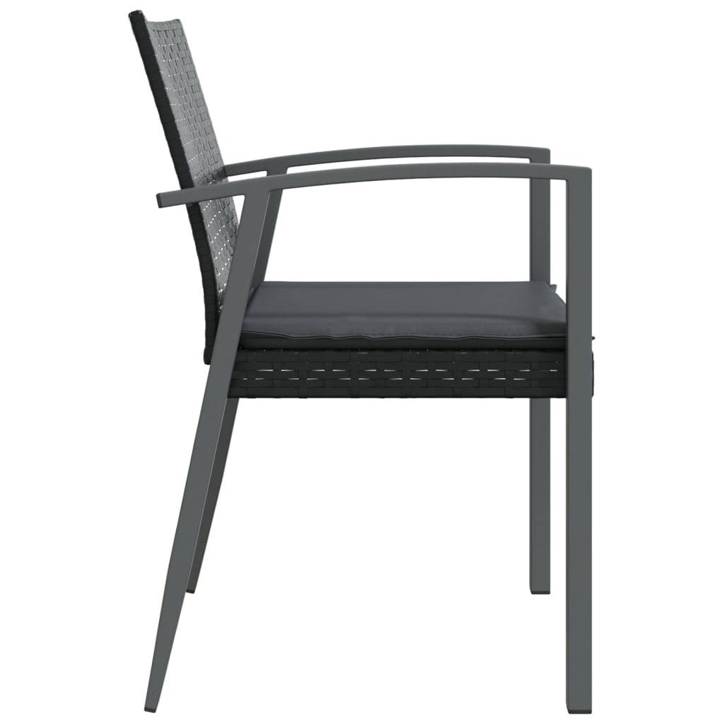 Chaises de jardin résine tressée noire avec coussins 56,5 x 57 x 83 cm - PANGIVO - Image 5