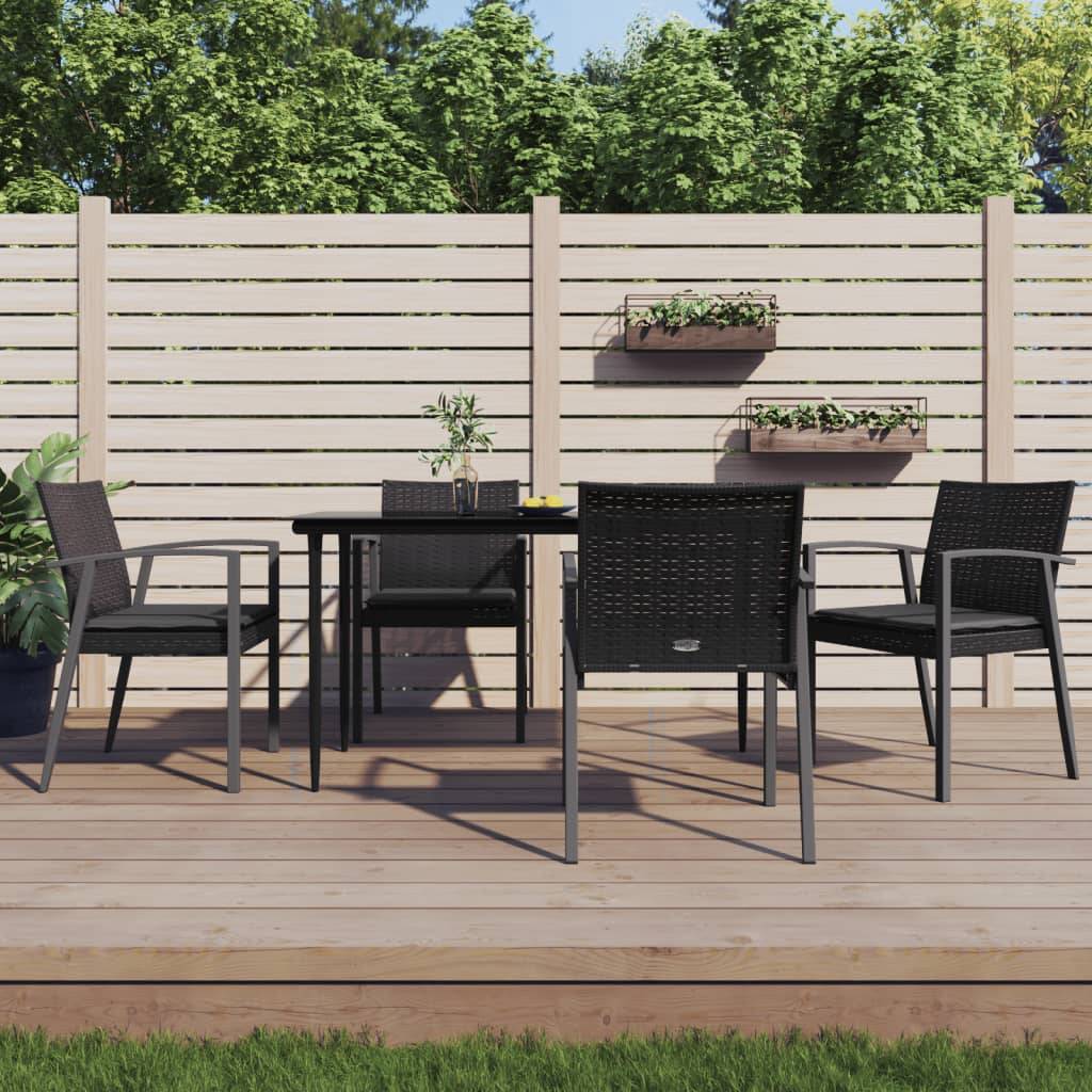 Chaises de jardin résine tressée noire avec coussins 56,5 x 57 x 83 cm - PANGIVO - Image 1
