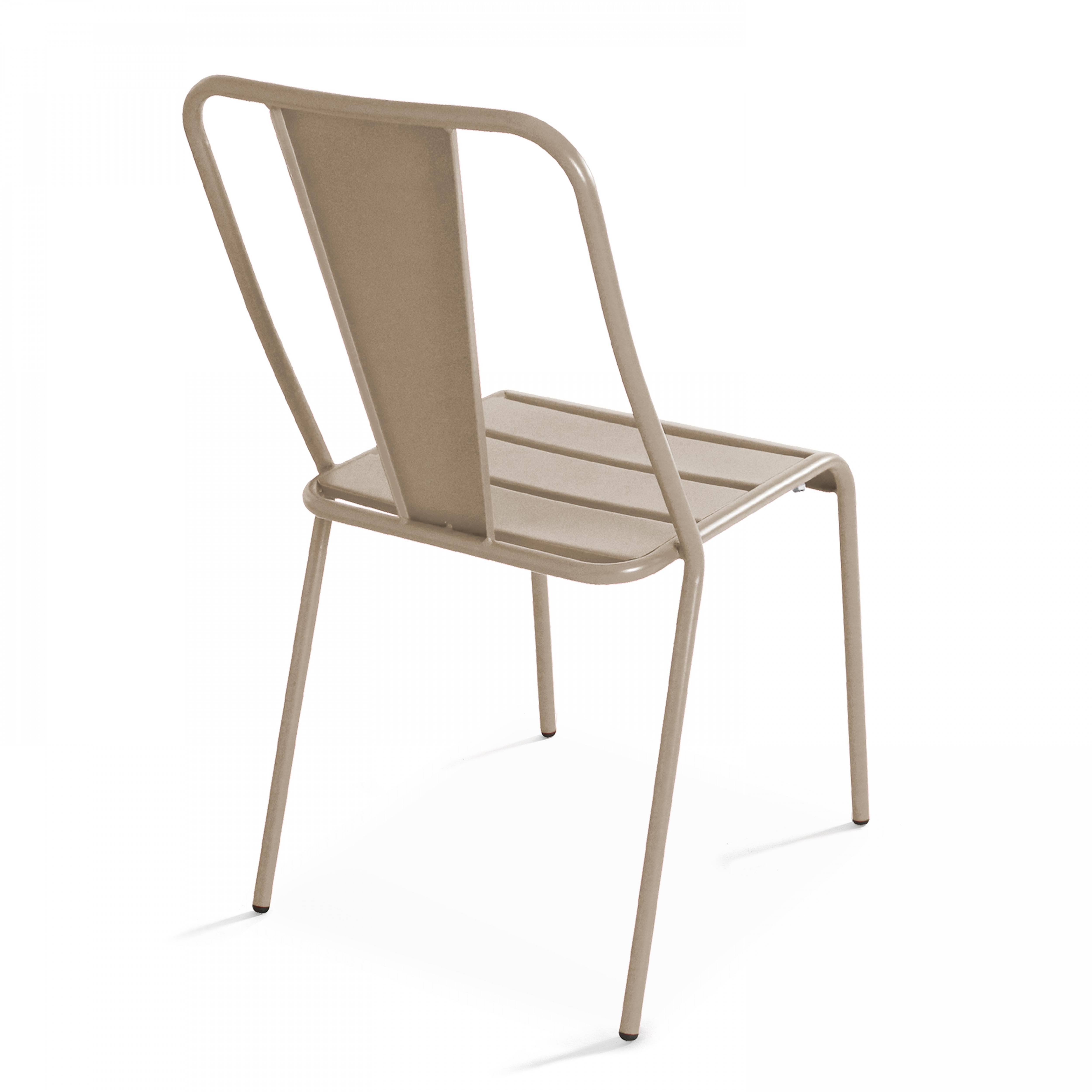 Oviala - Ensemble table ronde et 2 chaises de jardin bistrot en métal taupe Palavas - Oviala - Image 6