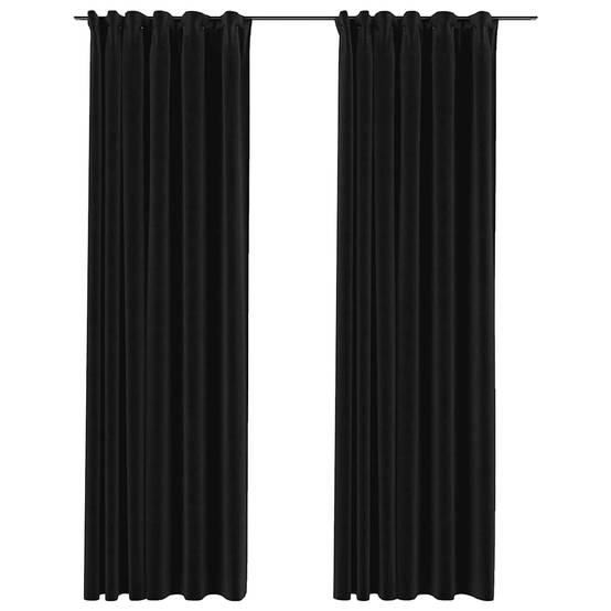 Rideaux occultants - Panneaux de rideau aspect lin crochet 2pcs Anthracite 140x245cm - Image 1