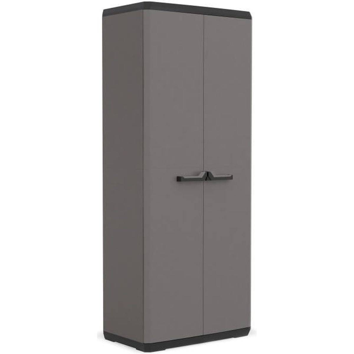 Keter - Armoire de rangement haute PIU en plastique gris anthracite, 2 portes cadenassables, 3 étagères réglables - Keter - Image 1
