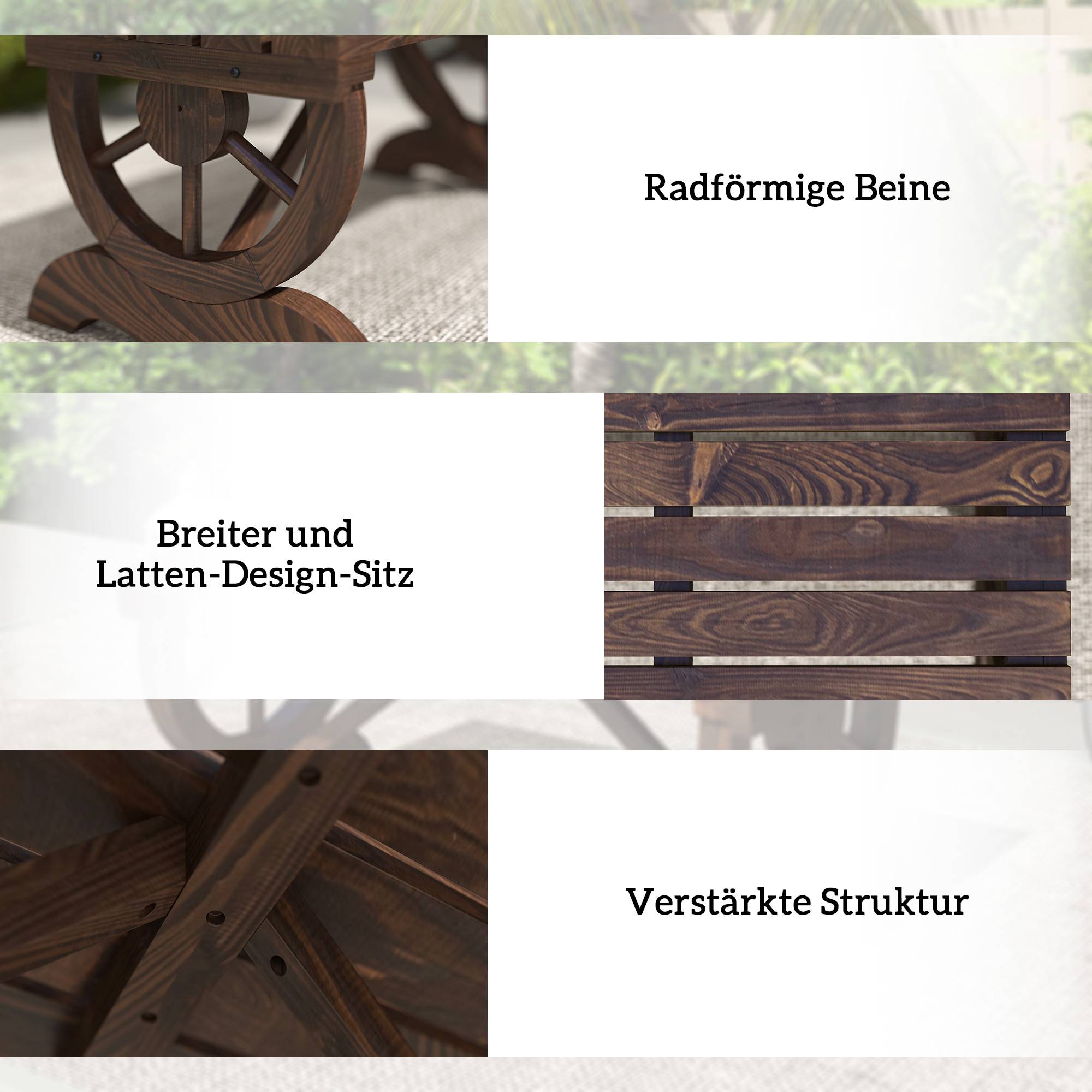 ComfortXL - Banc de jardin 2 places en sapin brun 98 x 50 x 39,5 cm sans dossier résistant aux intempéries facile à monter - Image 4