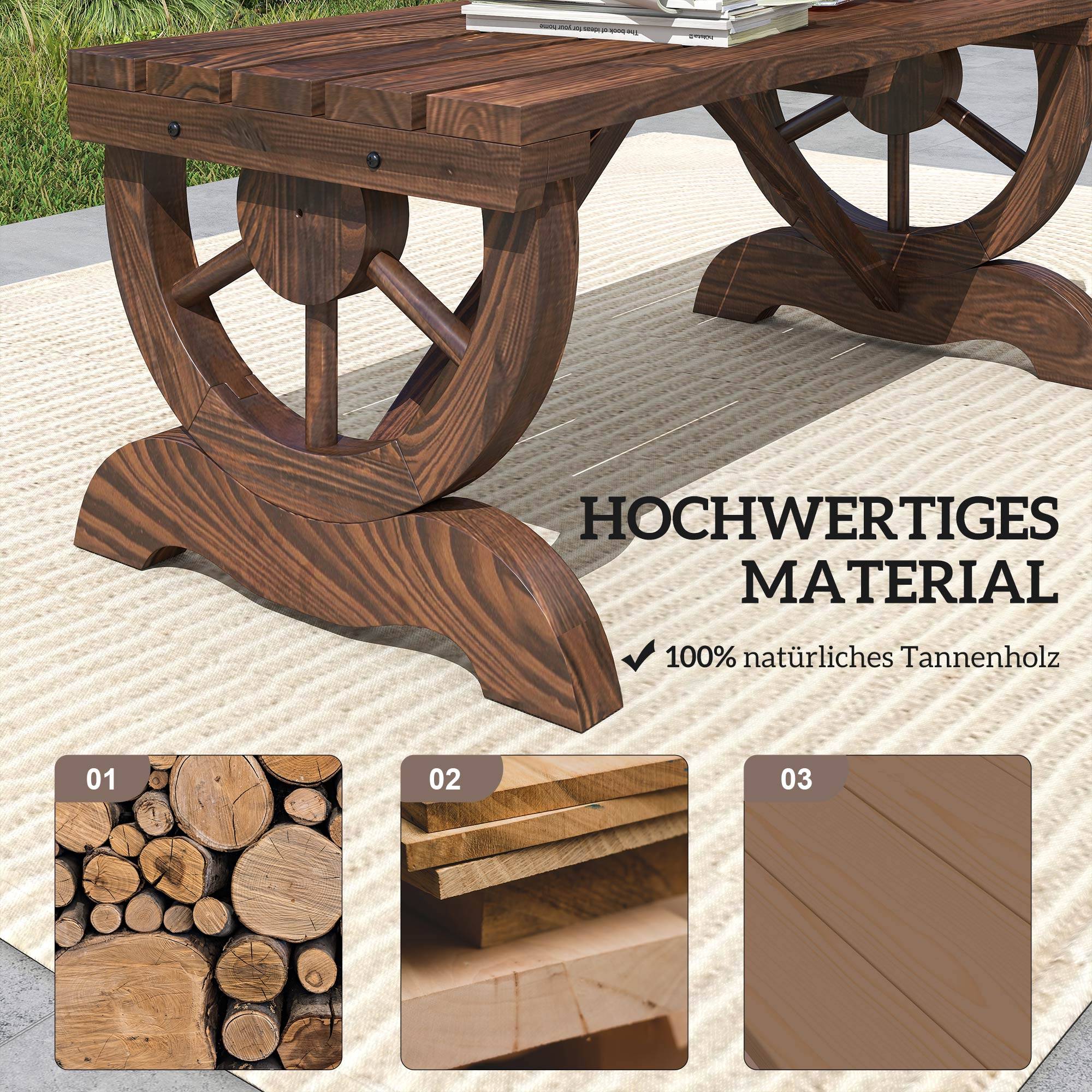 ComfortXL - Banc de jardin 2 places en sapin brun 98 x 50 x 39,5 cm sans dossier résistant aux intempéries facile à monter - Image 5