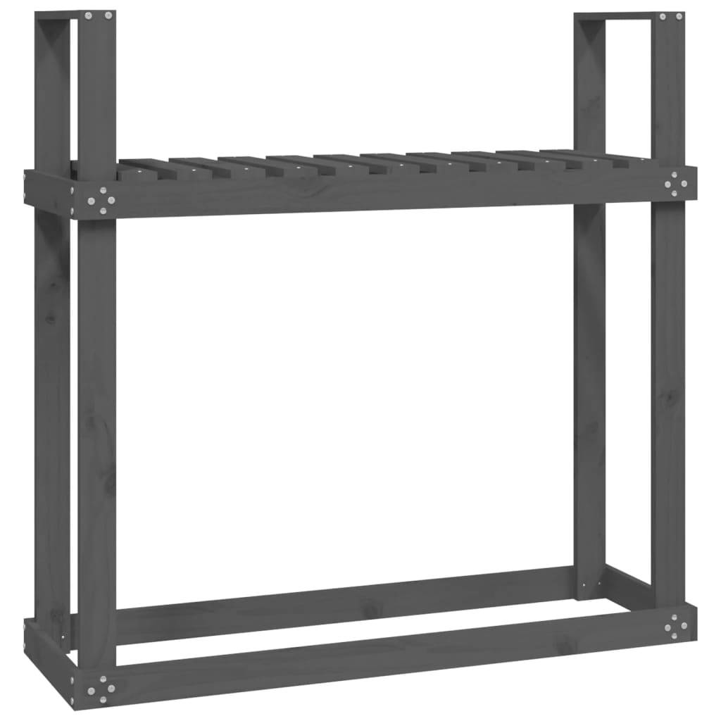 Étagère à Bois de Chauffage Pin Massif Rangement Cheminée 110x35x109cm Gris - ComfortXL Outdoor Living - Image 2