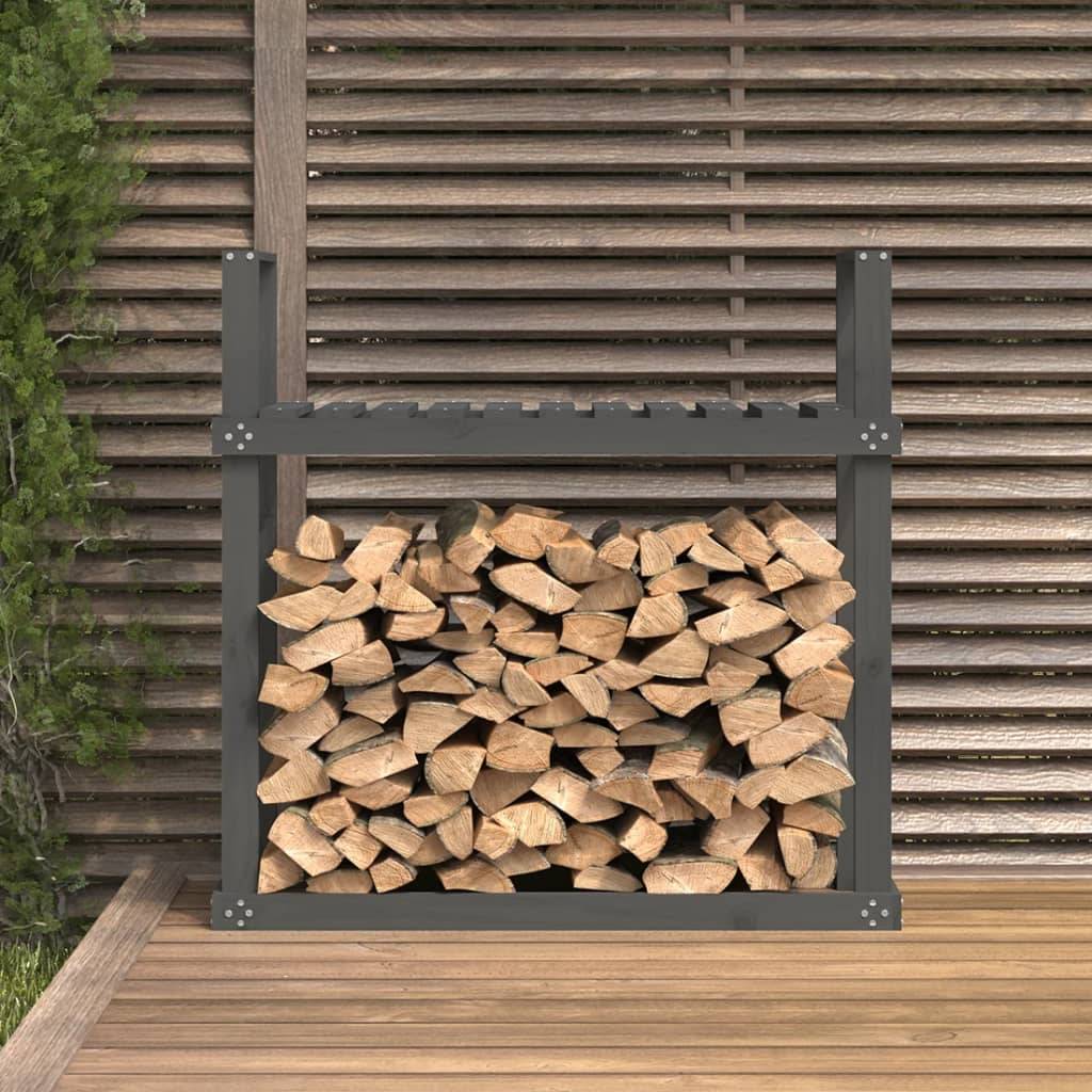 Étagère à Bois de Chauffage Pin Massif Rangement Cheminée 110x35x109cm Gris - ComfortXL Outdoor Living - Image 3