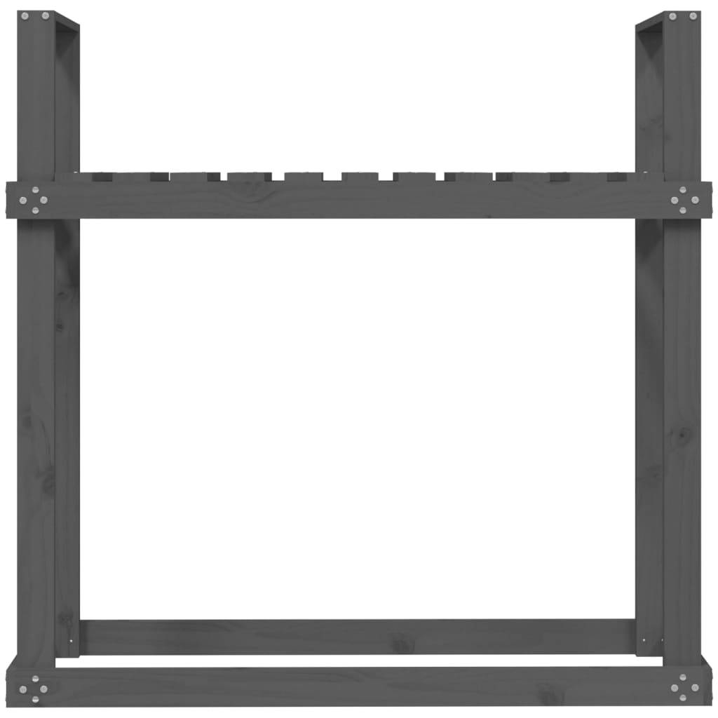 Étagère à Bois de Chauffage Pin Massif Rangement Cheminée 110x35x109cm Gris - ComfortXL Outdoor Living - Image 5