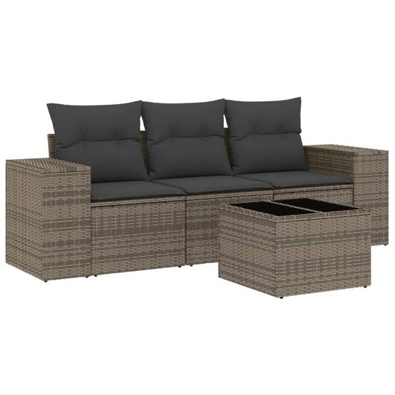 ComfortXL - Petit salon de jardin 3 places avec table en verre en résine tressée Gris Anthracite – ComfortXL Outdoor Living - Image 2
