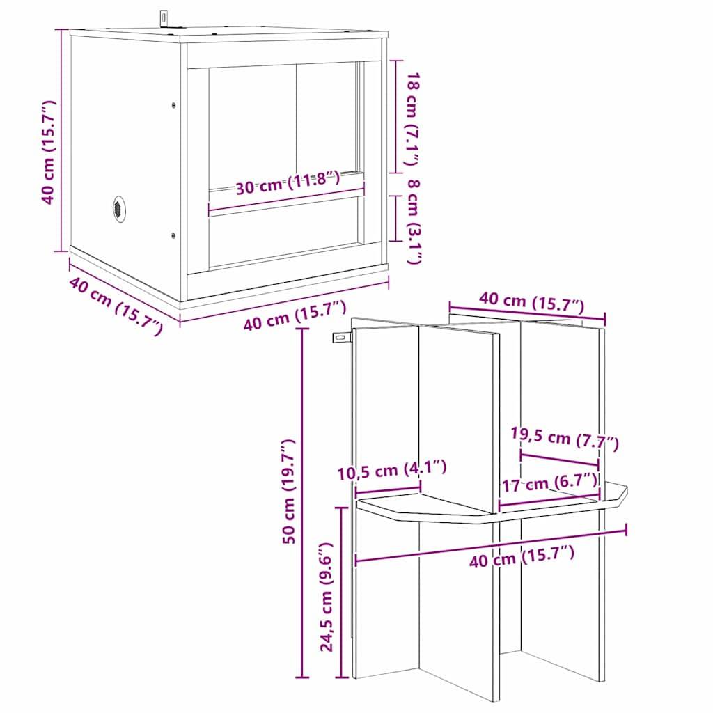 Vidaxl - Terrarium Marron 40 x 40 x 90 cm OSB vidaXL 3397892 - Image 3