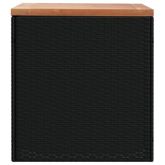 Coffre de rangement - Boîte de rangement extérieure - Coffre de jardin noir résine tressée bois d'acacia-JU12077 - Image 5
