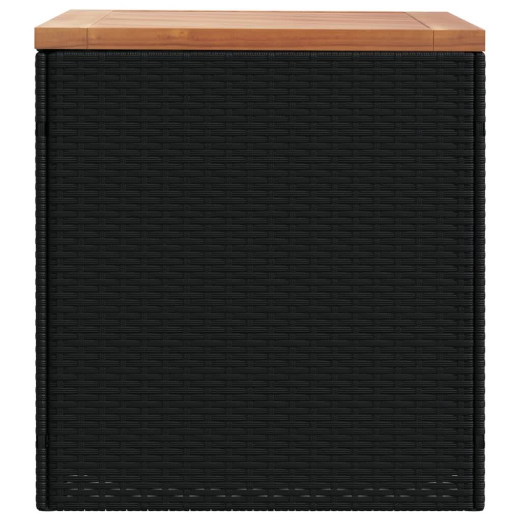 Coffre de rangement - Boîte de rangement extérieure - Coffre de jardin noir résine tressée bois d'acacia-JU12077 - Image 5