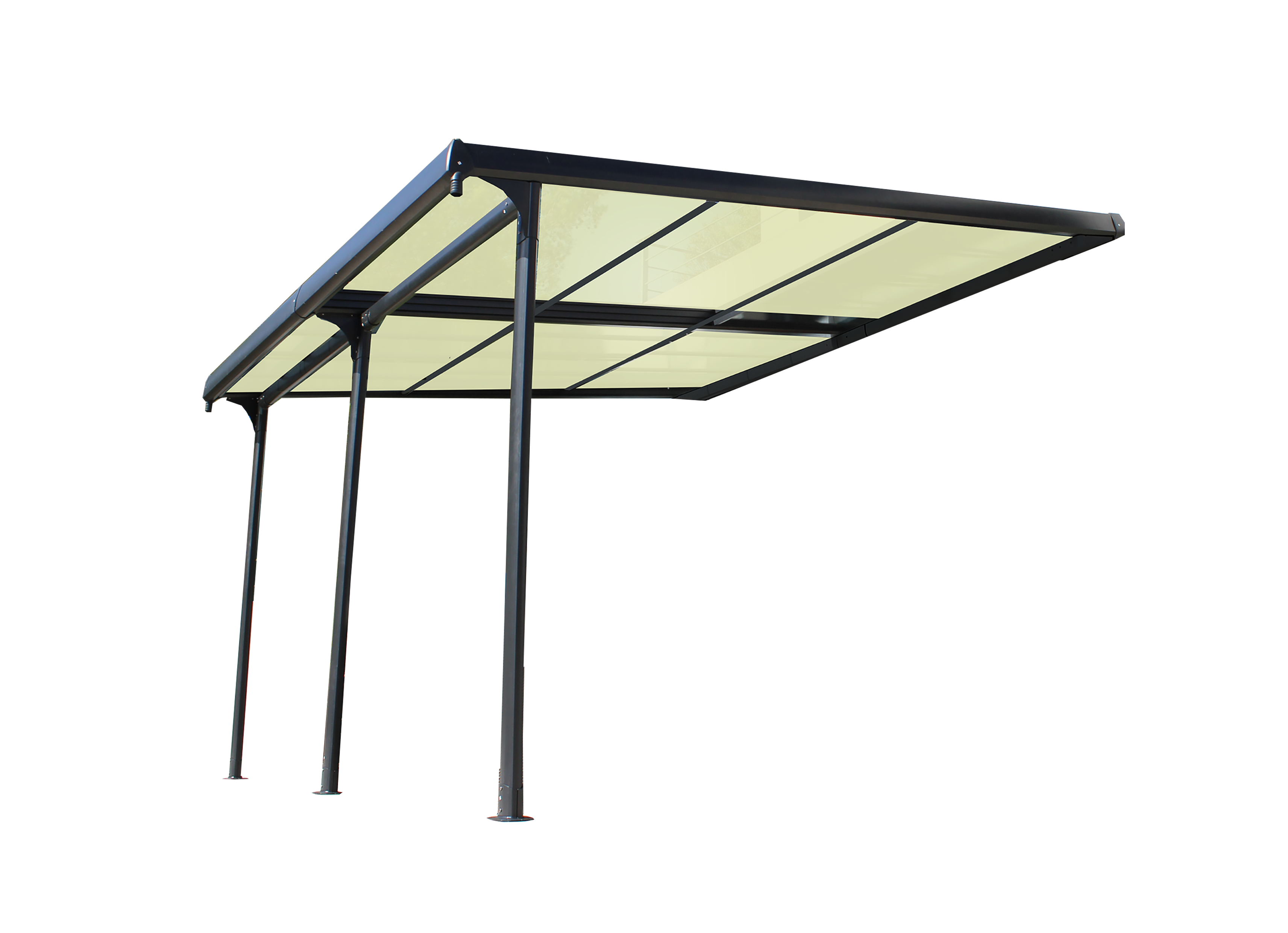 Couleurs du monde - Azura - Pergola adossée 3.5x4m avec toile renforcée 490gr/m²  - Couleurs du Monde - Image 2