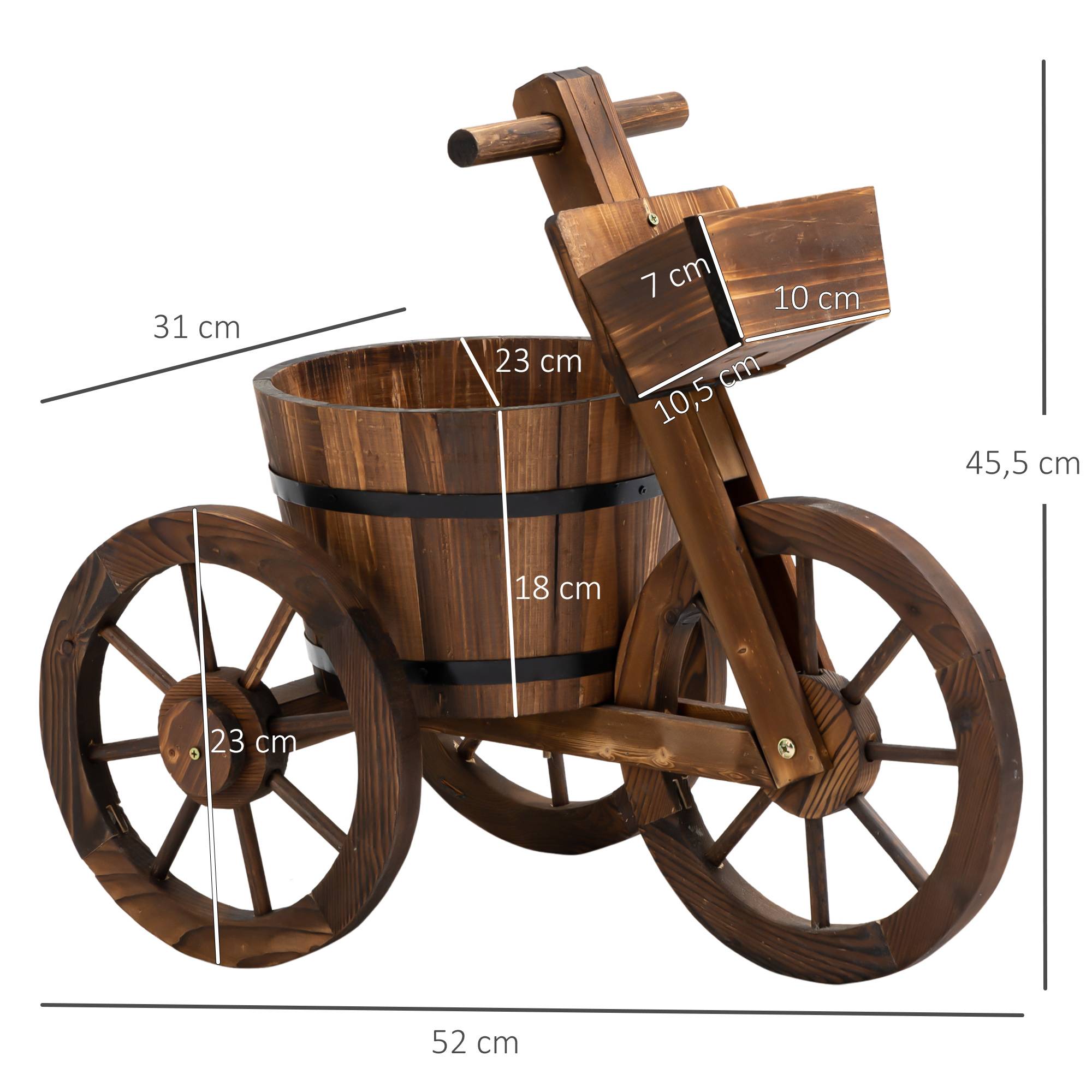 ComfortXL - Porte-plantes tricycle bois de sapin 52 x 31 x 45,5 cm marron balcon jardin déco fleurs - ComfortXL Outdoor Living - Image 4