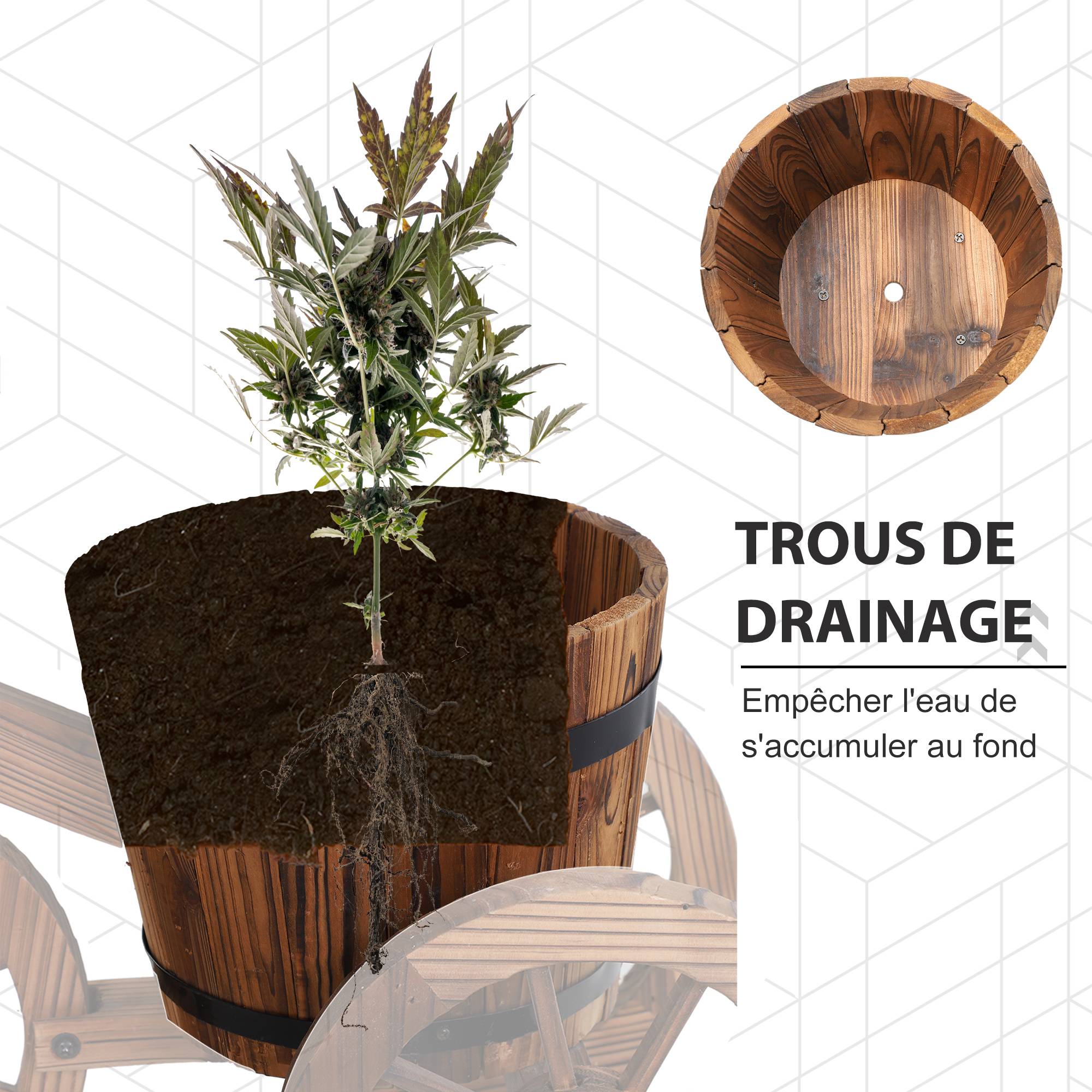 ComfortXL - Porte-plantes tricycle bois de sapin 52 x 31 x 45,5 cm marron balcon jardin déco fleurs - ComfortXL Outdoor Living - Image 6