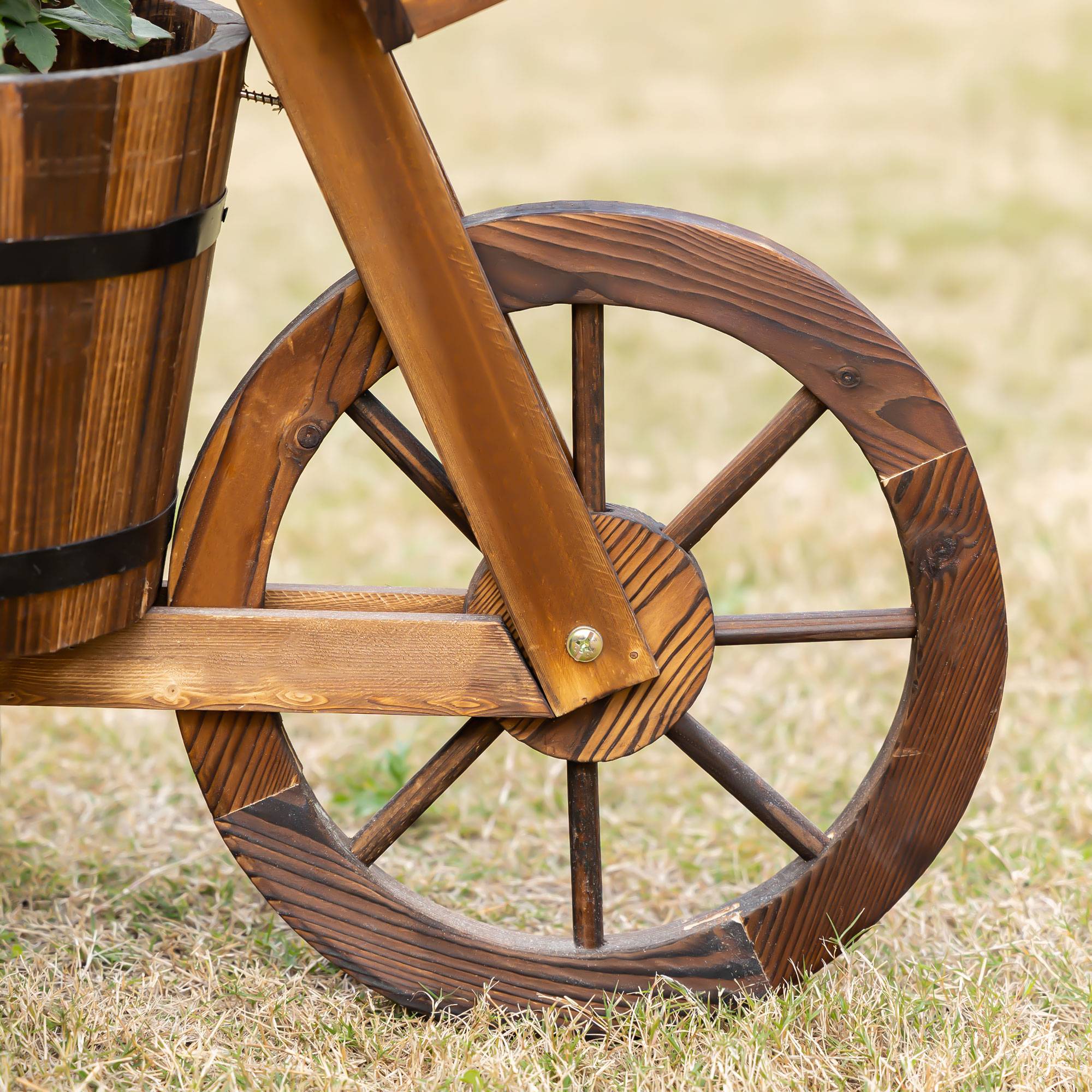 ComfortXL - Porte-plantes tricycle bois de sapin 52 x 31 x 45,5 cm marron balcon jardin déco fleurs - ComfortXL Outdoor Living - Image 8