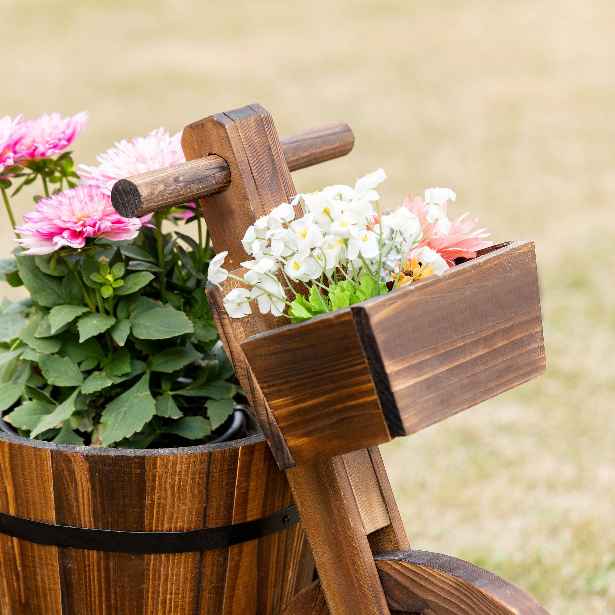 ComfortXL - Porte-plantes tricycle bois de sapin 52 x 31 x 45,5 cm marron balcon jardin déco fleurs - ComfortXL Outdoor Living - Image 9