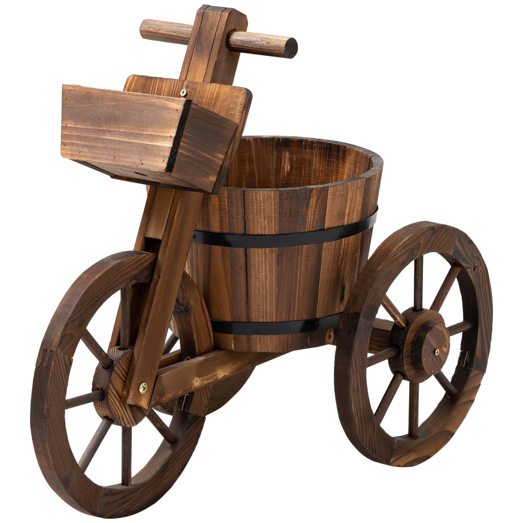 ComfortXL - Porte-plantes tricycle bois de sapin 52 x 31 x 45,5 cm marron balcon jardin déco fleurs - ComfortXL Outdoor Living - Image 1
