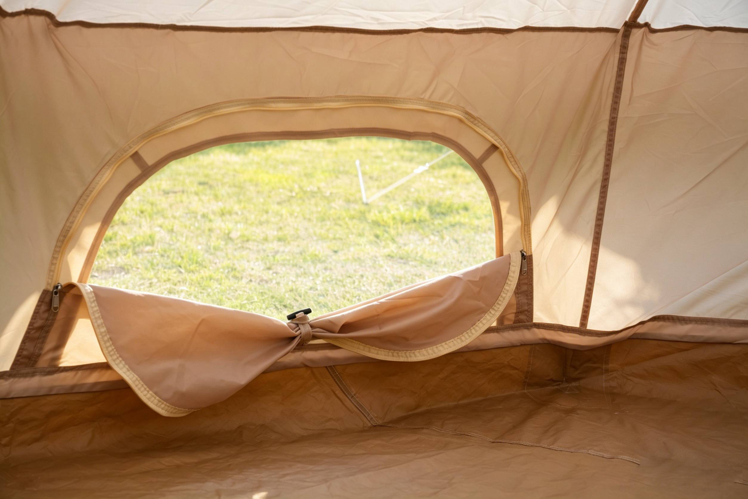 ComfortXL - Tente cloche Oxford polyester camping 4 à 8 personnes poêle 4 saisons 400 x 250 cm beige - ComfortXL Outdoor Living - Image 7