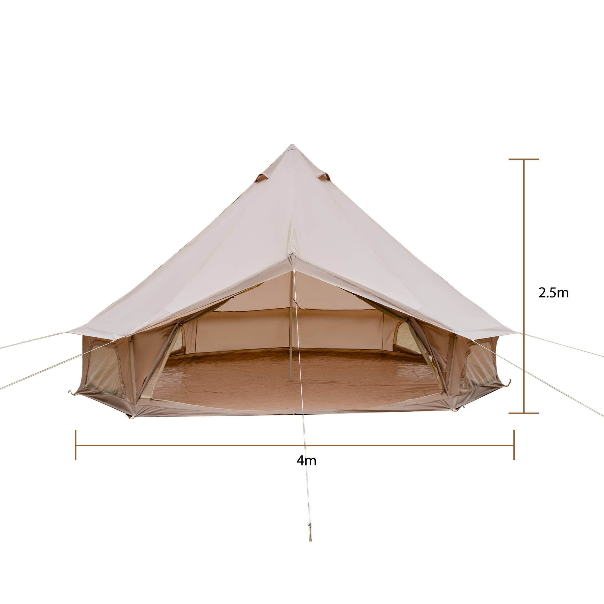 ComfortXL - Tente cloche Oxford polyester camping 4 à 8 personnes poêle 4 saisons 400 x 250 cm beige - ComfortXL Outdoor Living - Image 5