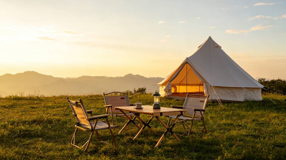 ComfortXL - Tente cloche Oxford polyester camping 4 à 8 personnes poêle 4 saisons 400 x 250 cm beige - ComfortXL Outdoor Living - Image 8