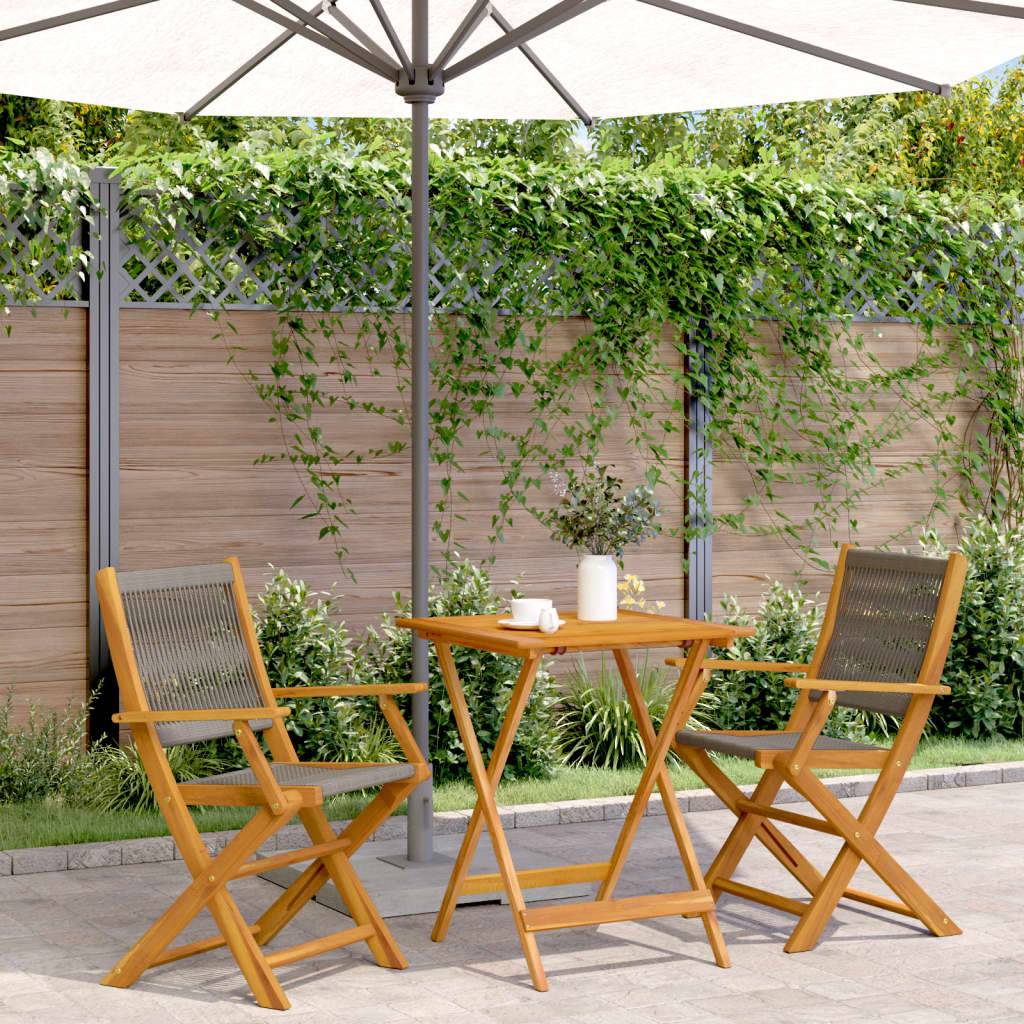 ComfortXL - Salon de Jardin Pliant 2 Personnes Polypropylène et Bois pour Terrasse Gris Table Carrée 60x60cm – ComfortXL Outdoor Living - Image 1
