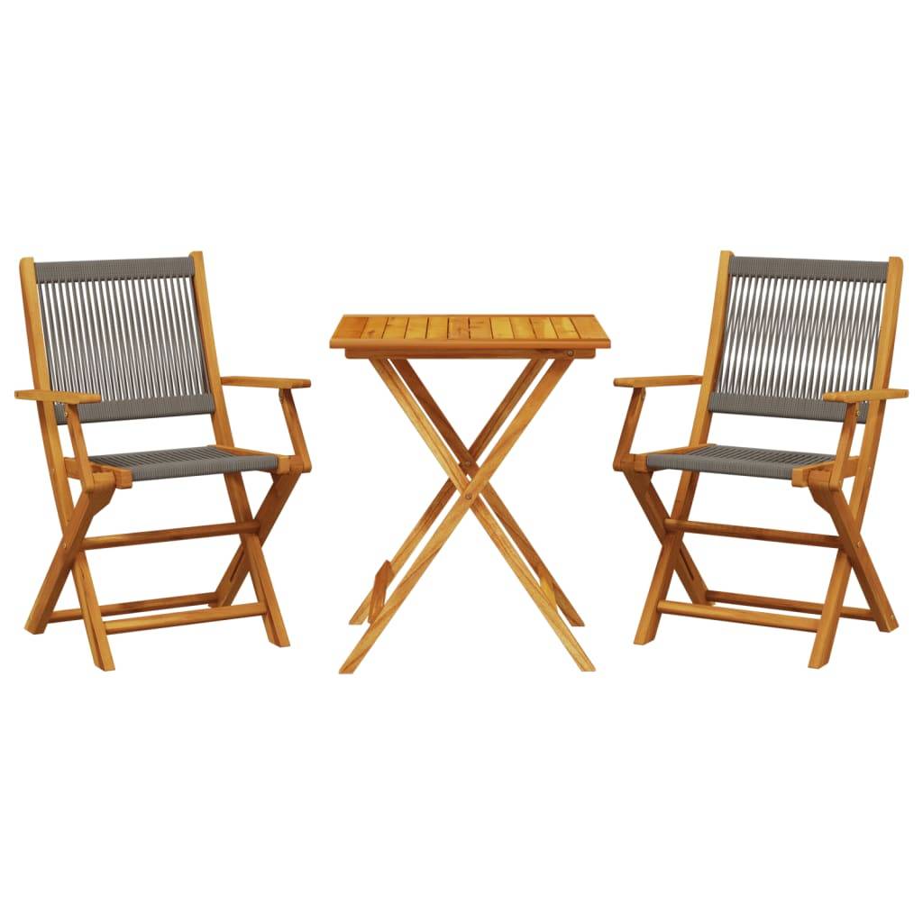 ComfortXL - Salon de Jardin Pliant 2 Personnes Polypropylène et Bois pour Terrasse Gris Table Carrée 60x60cm – ComfortXL Outdoor Living - Image 2