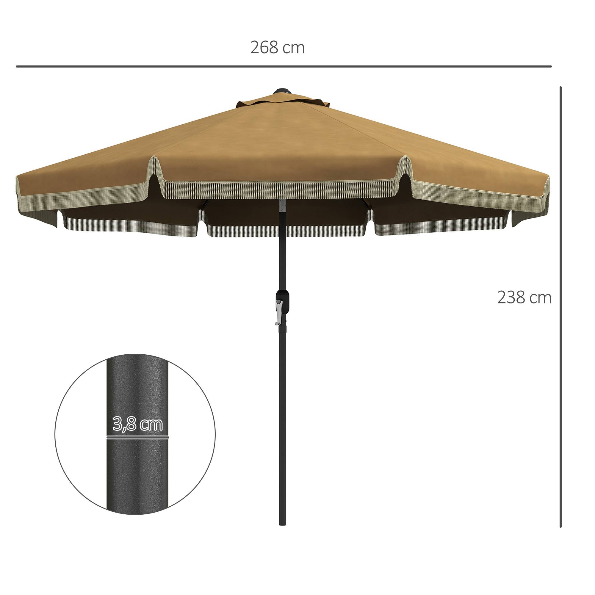 Parasol inclinable en acier et polyester kaki et noir 294 x 294 x 242 cm - PANGIVO - Image 5