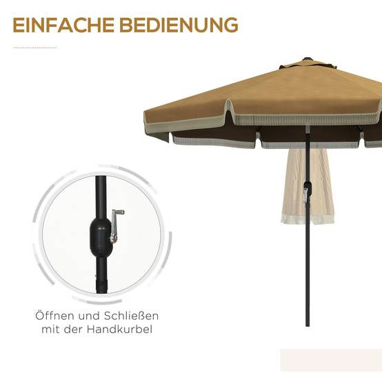 Parasol inclinable en acier et polyester kaki et noir 294 x 294 x 242 cm - PANGIVO - Image 7