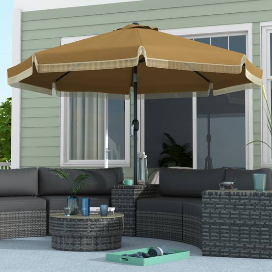 Parasol inclinable en acier et polyester kaki et noir 294 x 294 x 242 cm - PANGIVO - Image 3