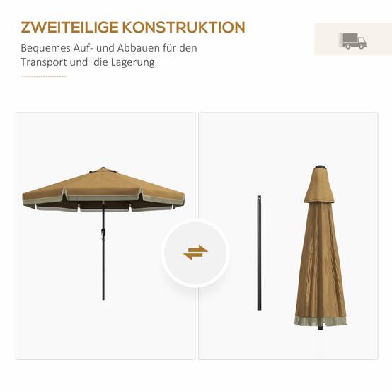 Parasol inclinable en acier et polyester kaki et noir 294 x 294 x 242 cm - PANGIVO - Image 10