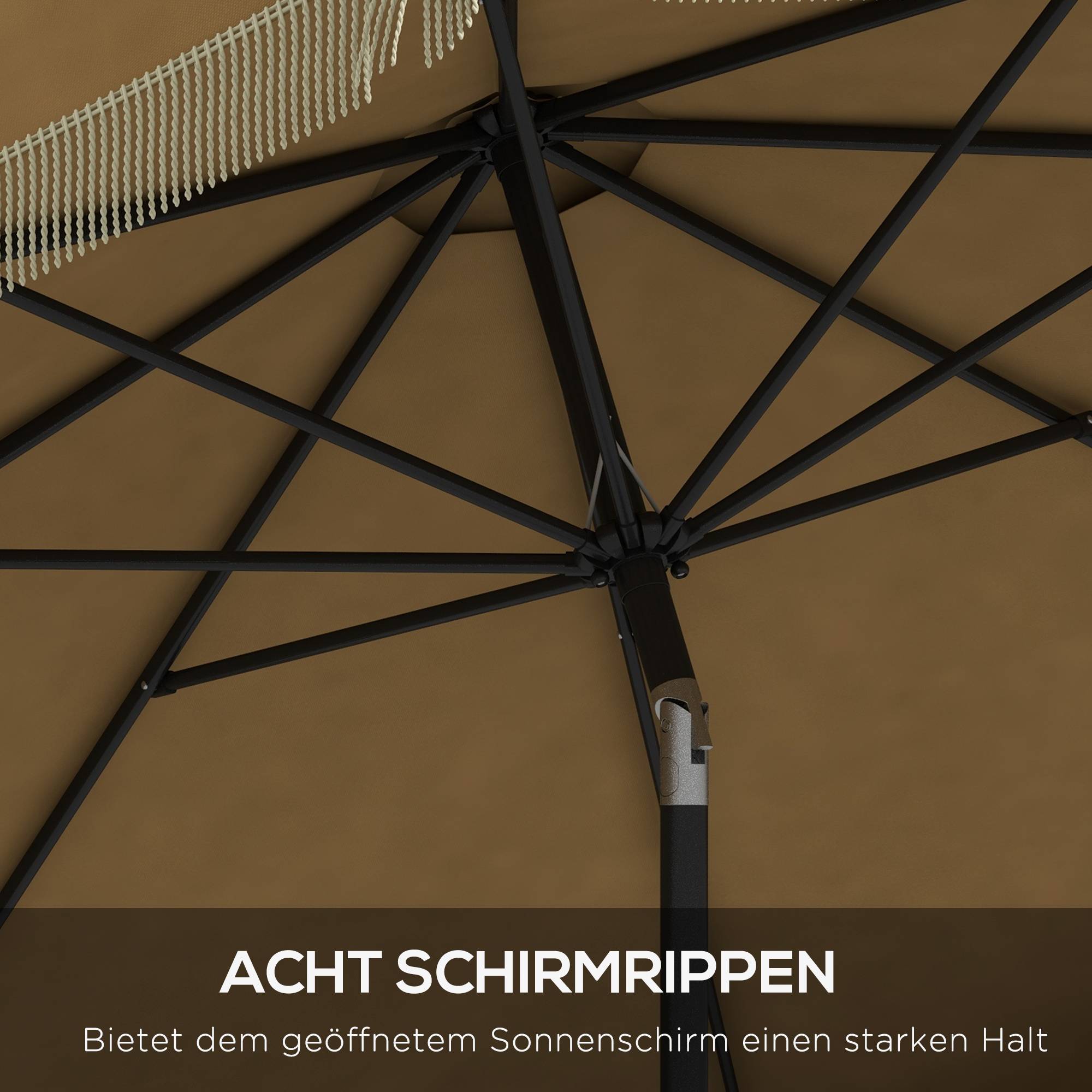 Parasol inclinable en acier et polyester kaki et noir 294 x 294 x 242 cm - PANGIVO - Image 9