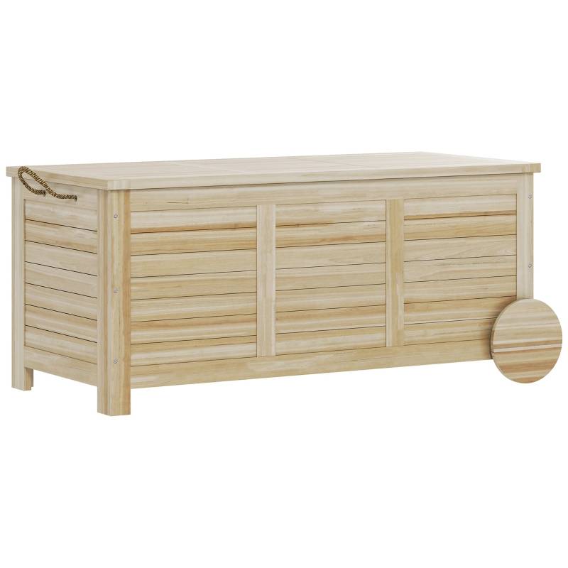Coffre Rangement Extérieur Bois Massif 185L Jardin Roulettes Etanche 110cm - ComfortXL Outdoor Living - Image 2