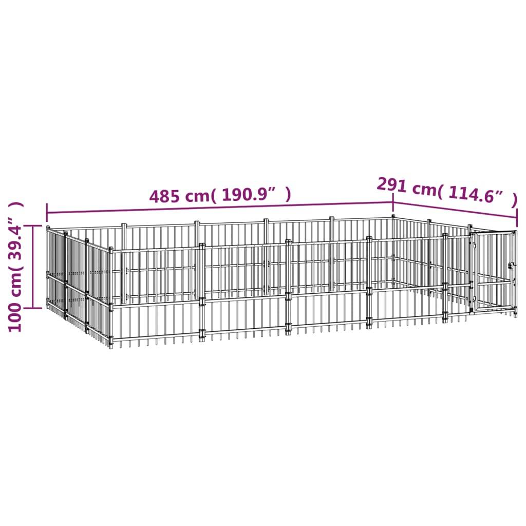 Vidaxl - Chenil d'extérieur pour chiens Acier 14,11 m² vidaXL 3124618 - Image 3