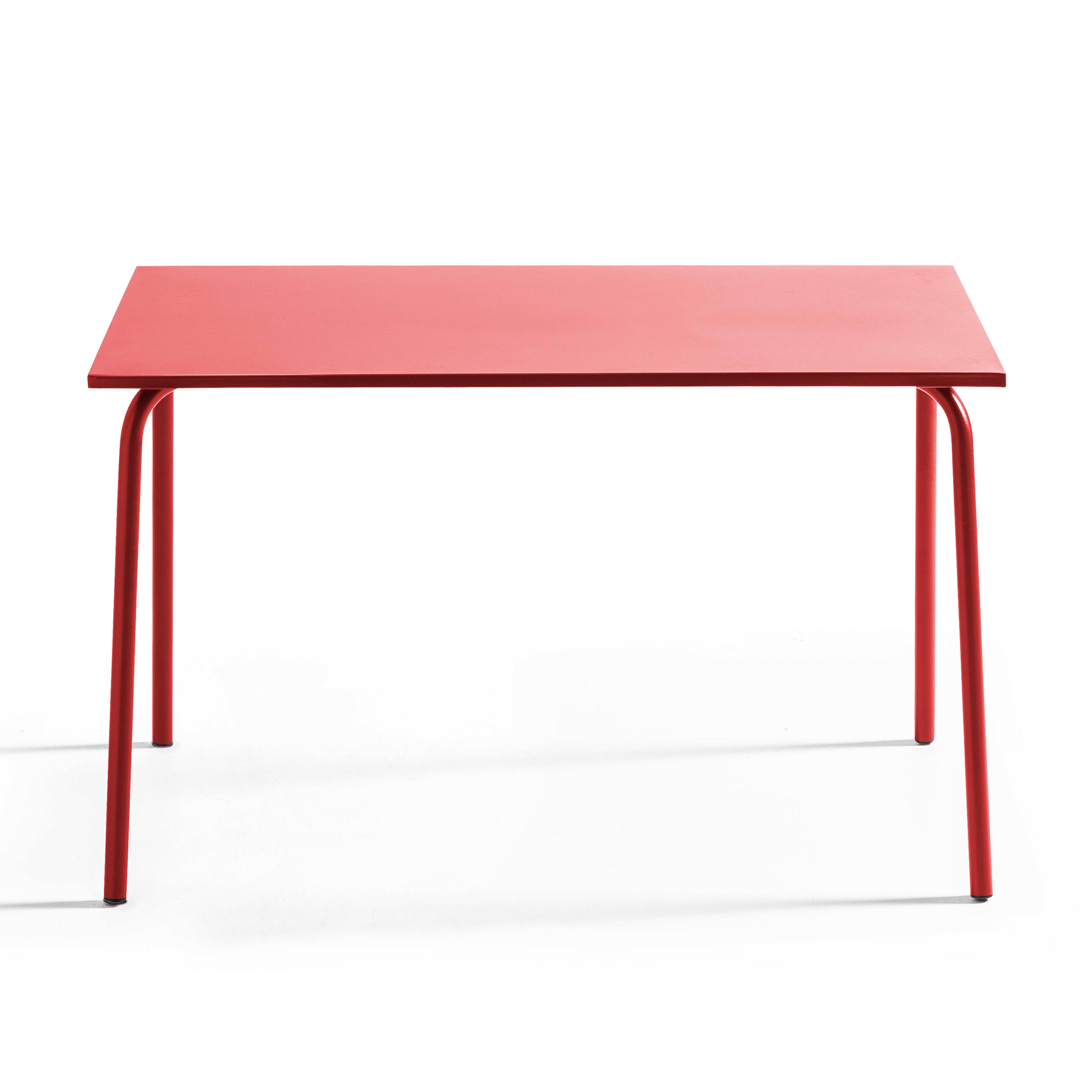 Oviala - Table de jardin en acier 6 places 120 cm rouge Palavas - Oviala - Image 3