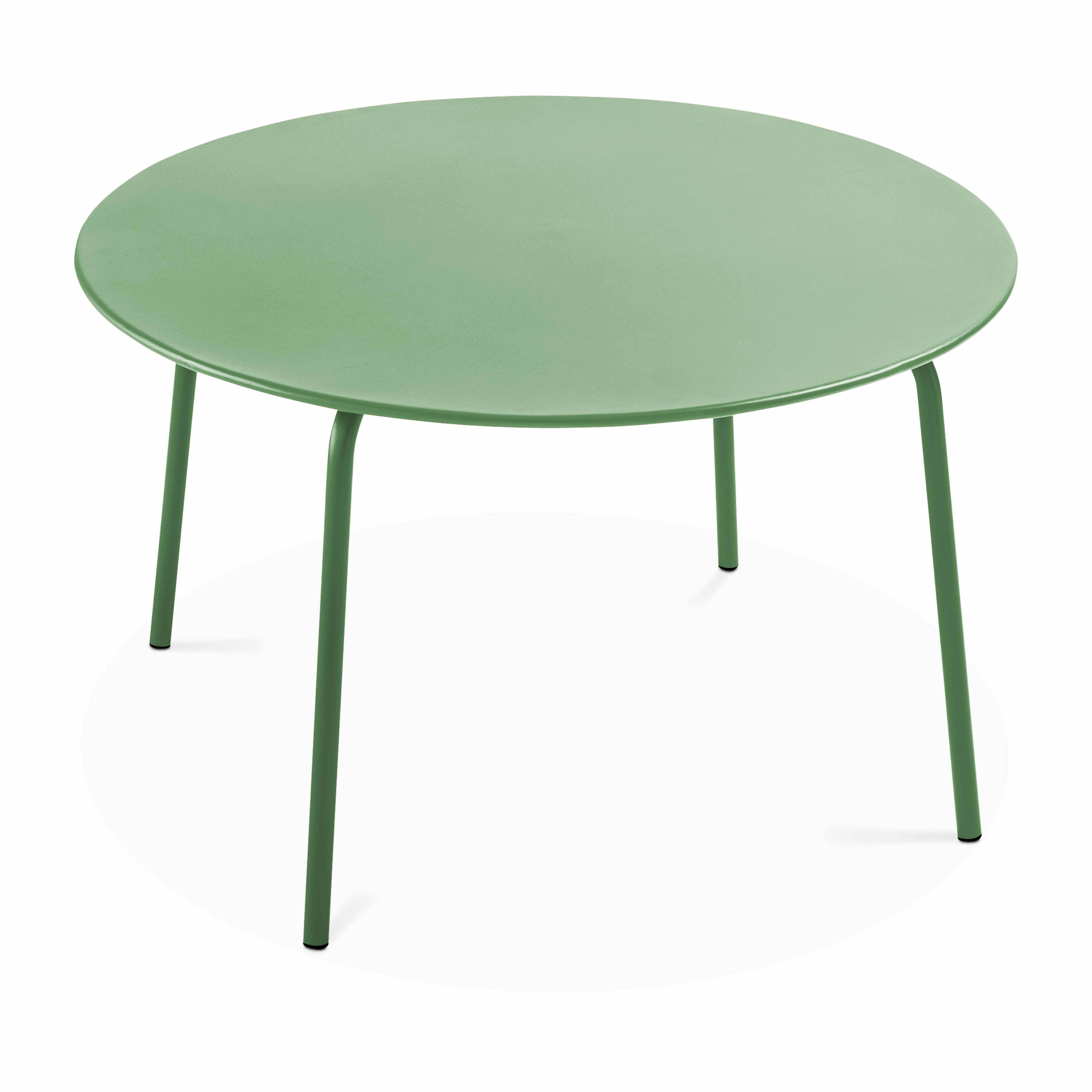 Oviala - Table de jardin ronde en acier 6 places 120 cm vert cactus Palavas - Oviala - Image 1