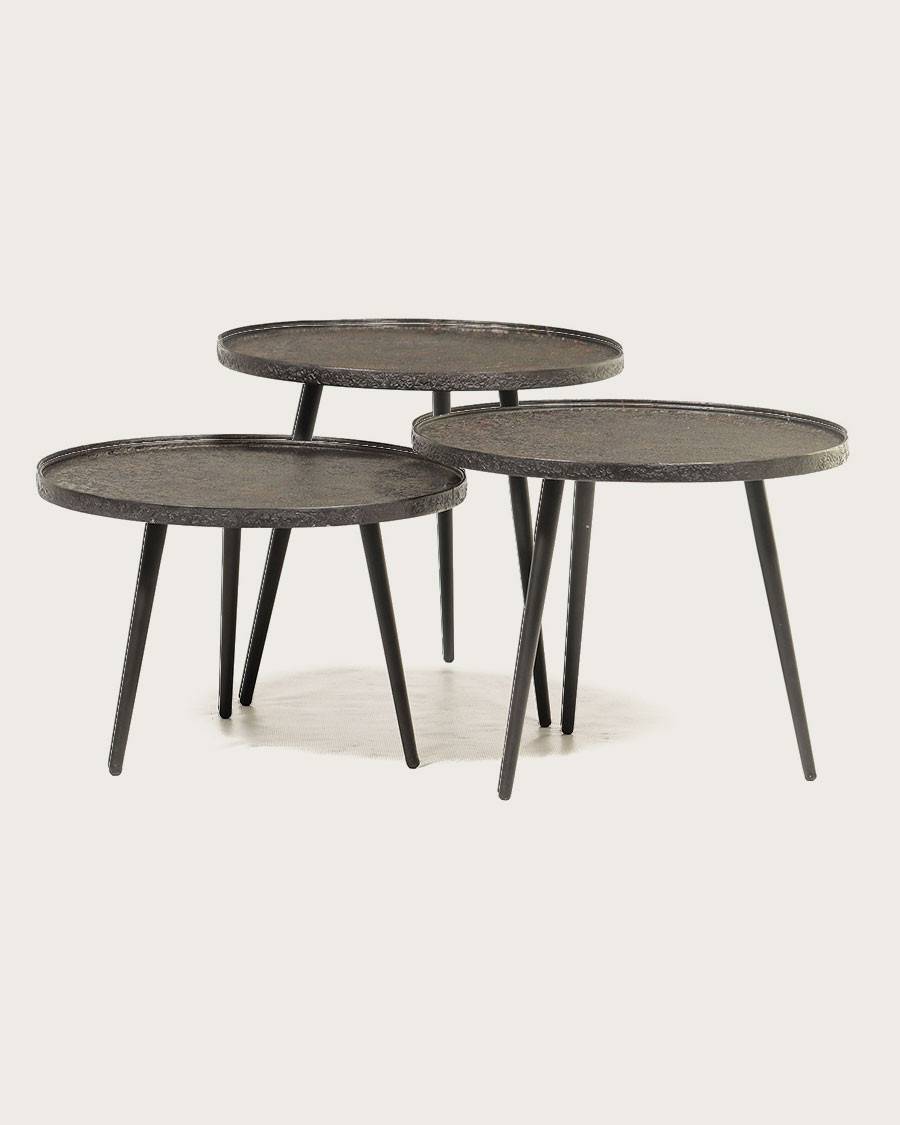 Soccoro - Table basse ronde gigogne en métal noir - UNIQKA - Image 1