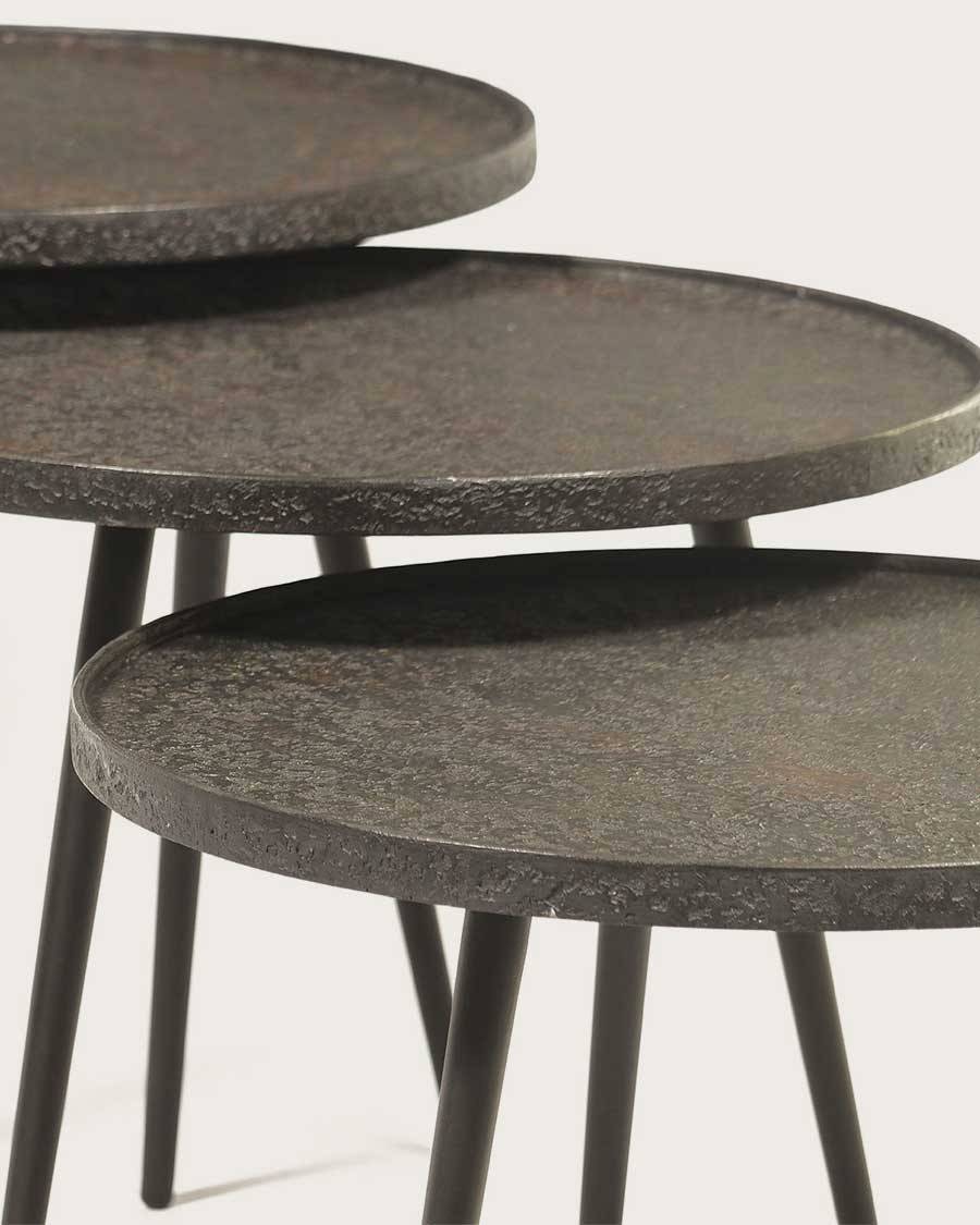 Soccoro - Table basse ronde gigogne en métal noir - UNIQKA - Image 6