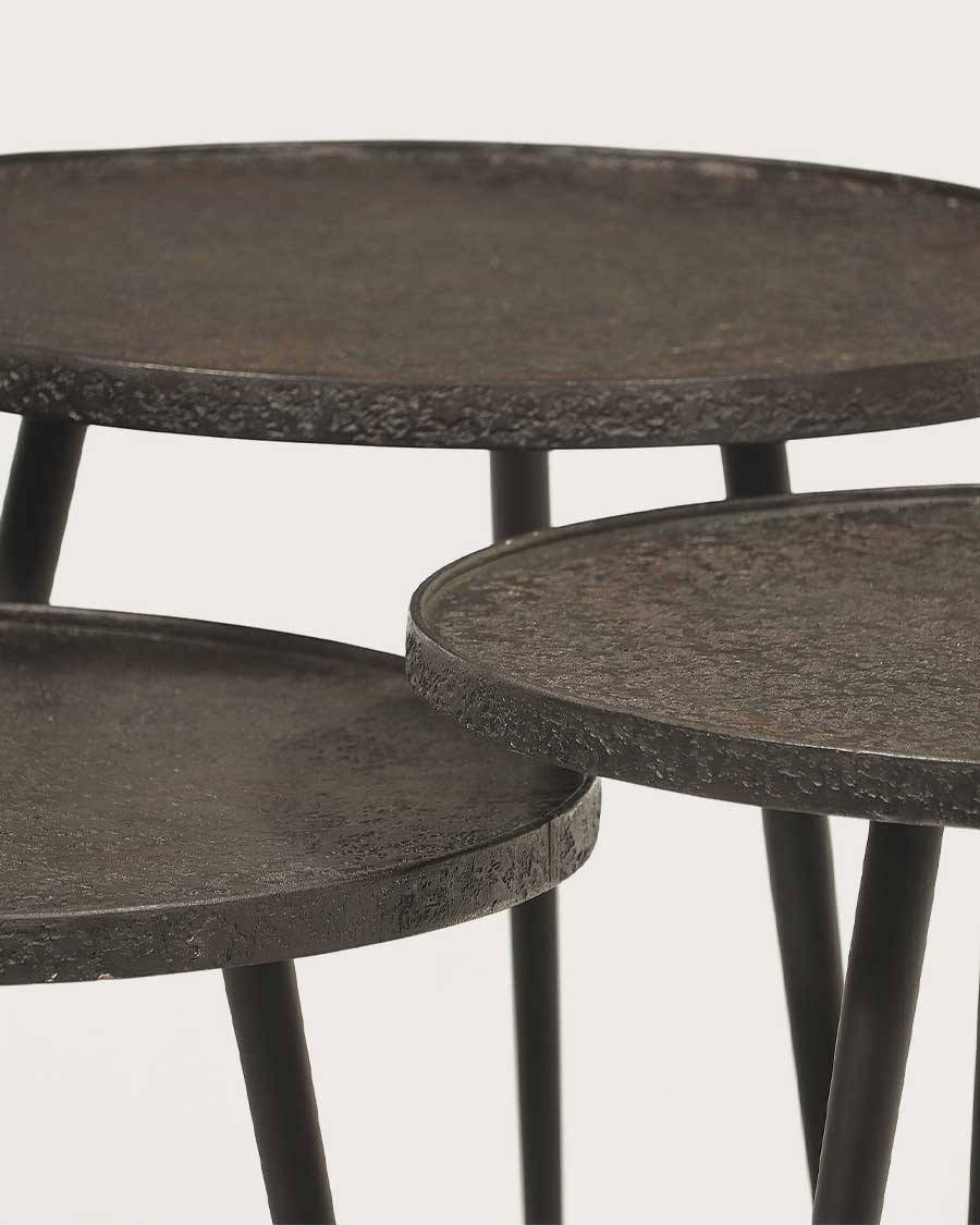 Soccoro - Table basse ronde gigogne en métal noir - UNIQKA - Image 5