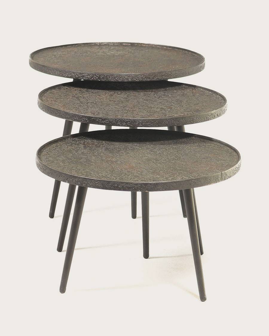 Soccoro - Table basse ronde gigogne en métal noir - UNIQKA - Image 4