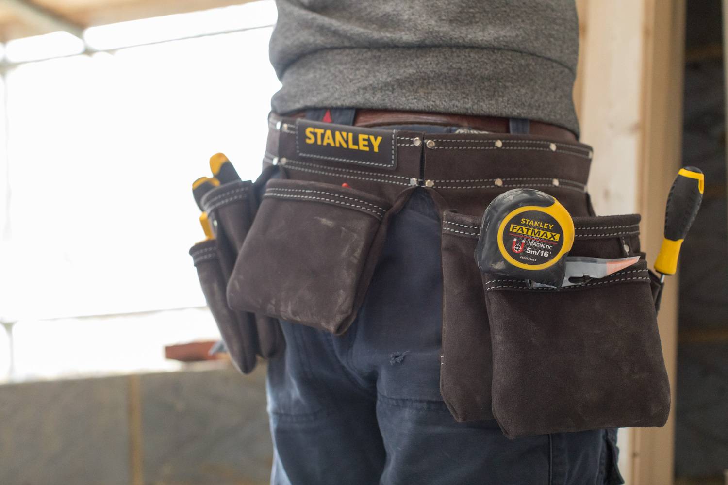 stanley - Porte-outils - Cuir - Ceinture Robuste et Ajustable - Multiples Poches et Porte-Outils - STANLEY, STST1-80113 - Image 5