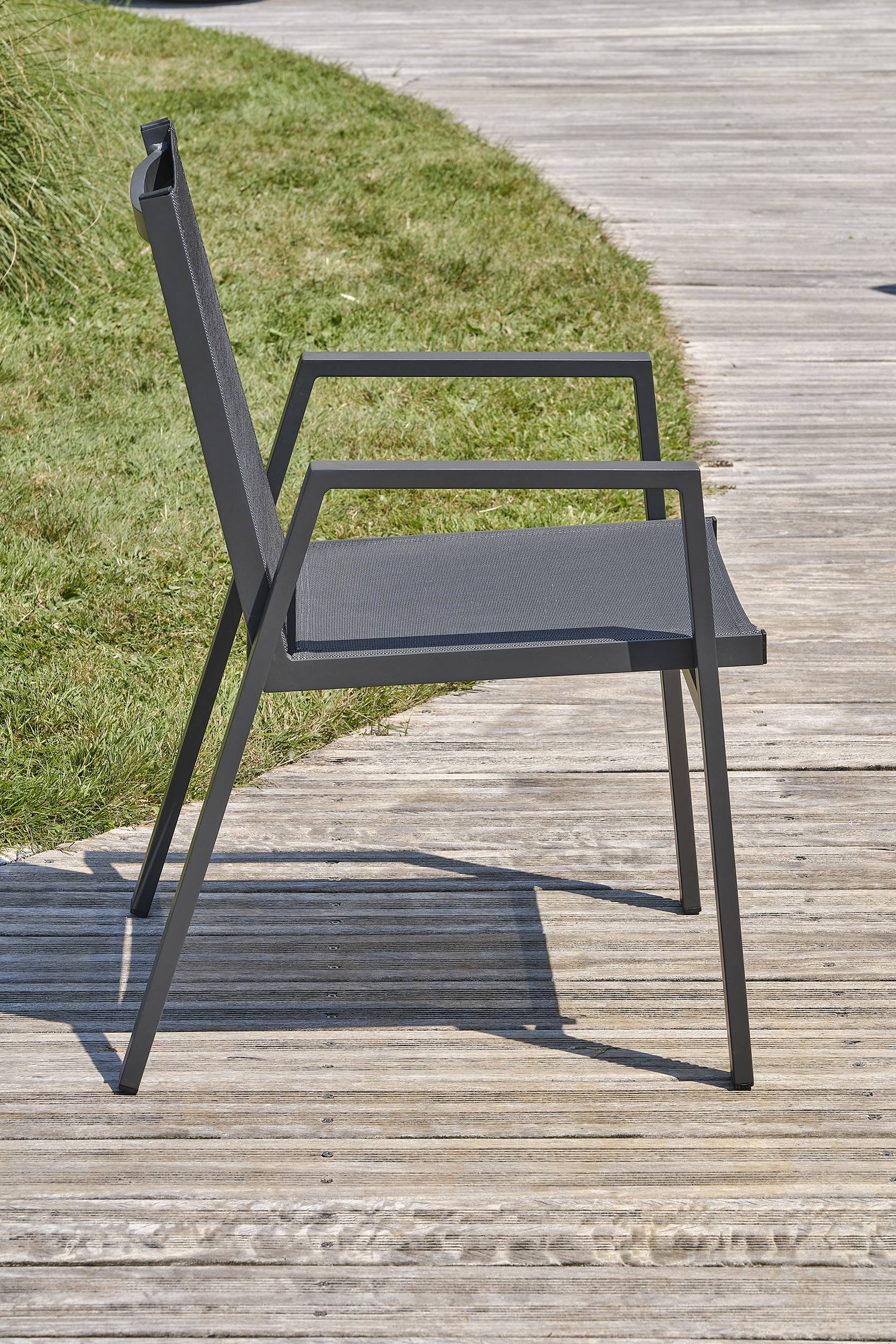 Dcb Garden - Ensemble repas de jardin 8 pl plateau céramique sur verre - Gris anthracite - FLORIDE - Image 6