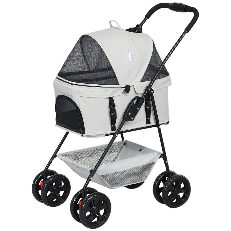 Poussette 3 en 1 Chien Chat Oxford Pliable Détachable Gris - ComfortXL Pet Living - Image 2