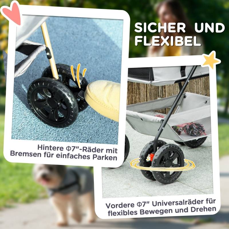 Poussette 3 en 1 Chien Chat Oxford Pliable Détachable Gris - ComfortXL Pet Living - Image 6
