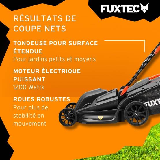 Tondeuse à gazon électrique 43 cm FUXTEC FX-RME43 – 45L – 1200W – Hauteur 25-75 mm – Poussée – 220V - Image 5