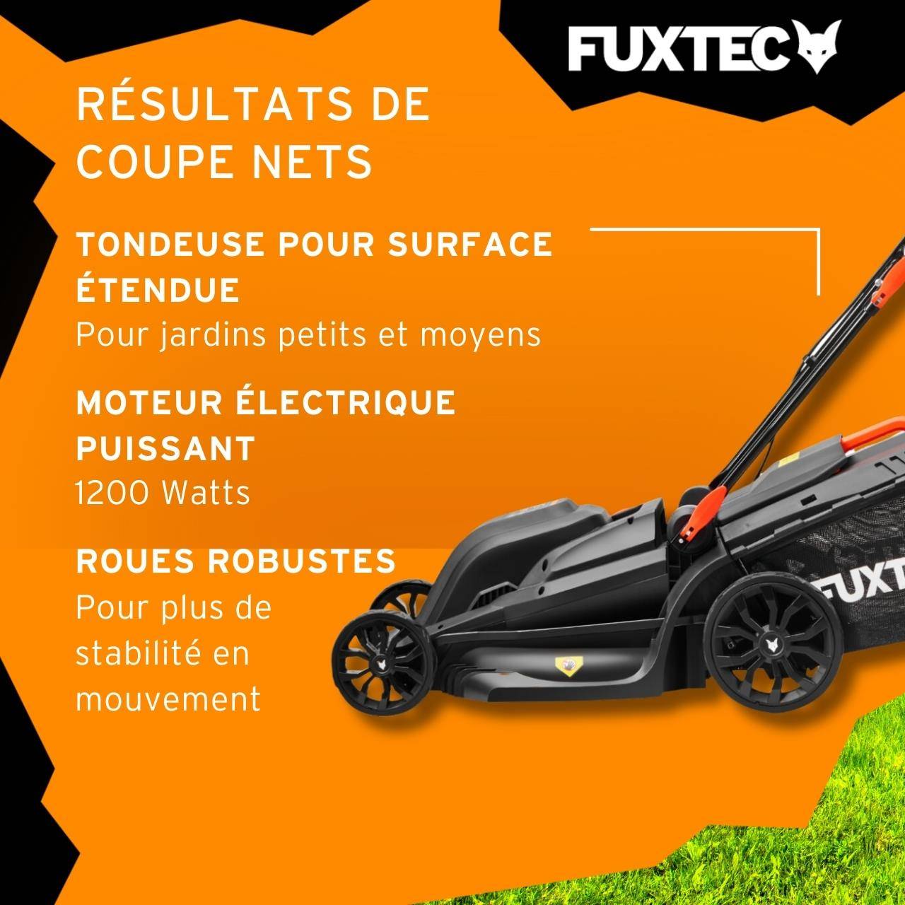 Tondeuse à gazon électrique 43 cm FUXTEC FX-RME43 – 45L – 1200W – Hauteur 25-75 mm – Poussée – 220V - Image 5