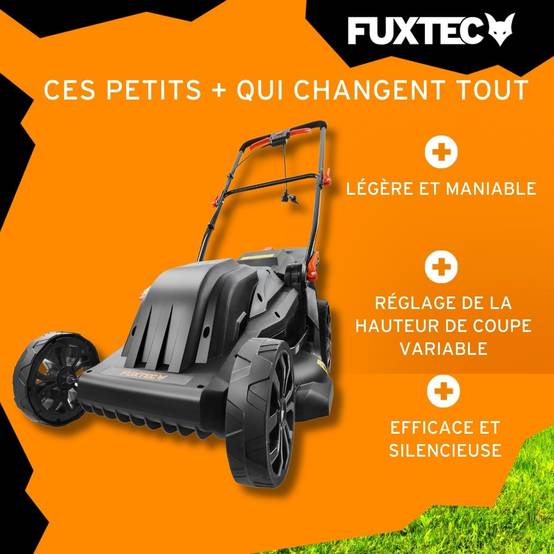 Tondeuse à gazon électrique 43 cm FUXTEC FX-RME43 – 45L – 1200W – Hauteur 25-75 mm – Poussée – 220V - Image 4