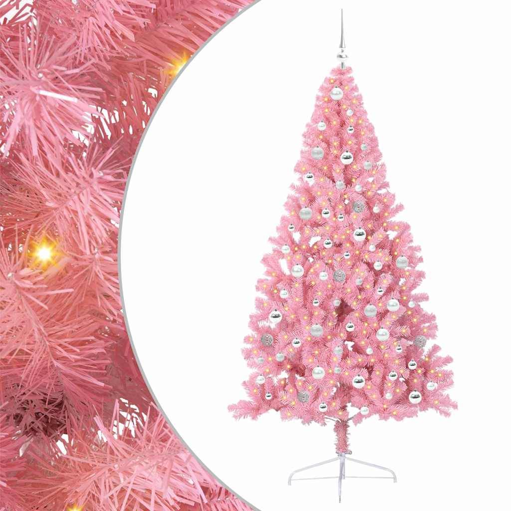Vidaxl - Sapin de Noël artificiel pré-éclairé Rose 210 cm PVC vidaXL 3397094 - Image 2